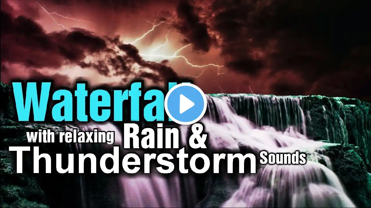 Relaxing Waterfall Sounds - Heavy Rain Sounds & Distant Thunder ASMR 🍂🌩