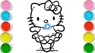 How To Draw cute Hello kitty dancing Drawing , Painting & Coloring For Kids and Toddlers_