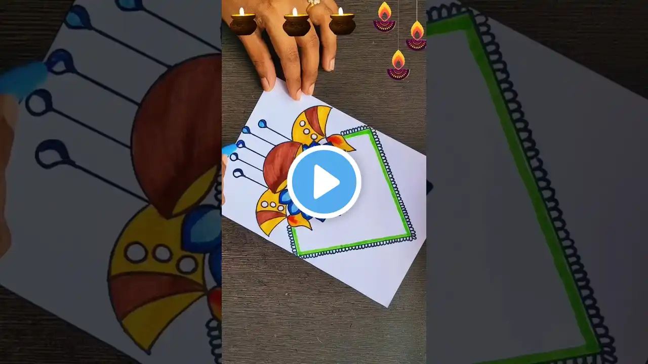 Cute 😍🪔 How to make easy Diwali Card 🎇 Diwali card making ideas #ytshorts​ #shorts​ #diy​ #diwali