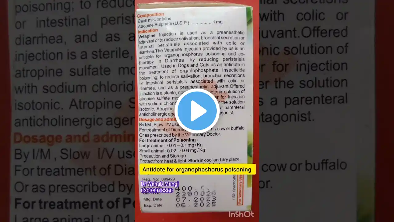 Vetapine Injection used For Animal poision and Diarrhea/Preanesthesia Drug/#animal#cow#vets