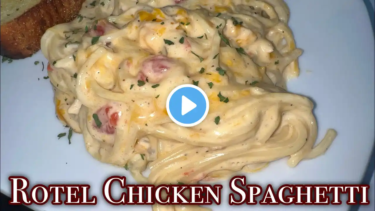 Cheesy Stovetop Rotel Chicken Spaghetti