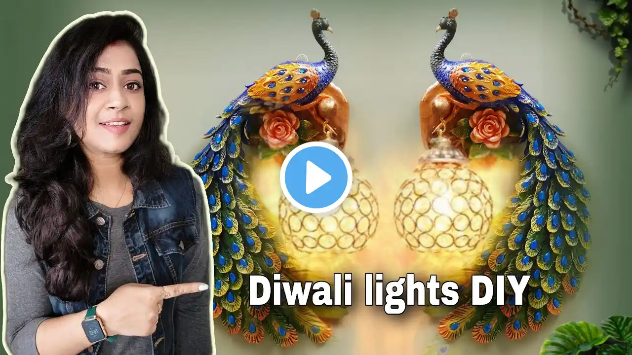 Expensive Looking Peacock Wall Lamp DIY Under Rs 100😱 Easy & Budget friendly Home decor projects