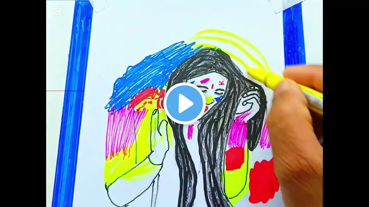 Radha Krishna Holi Drawing 🥰💗✨ #shorts #art #trending #namratart