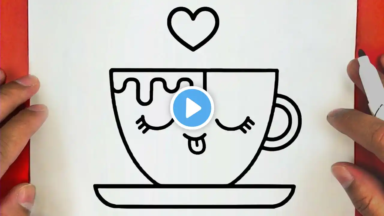 كيف ترسم كوب قهوة كيوت وسهل خطوة بخطوة / رسم سهل / تعليم الرسم للمبتدئين || Cute Coffee Cup Drawing