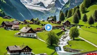 GRINDELWALD, Charming mountain village in Switzerland, Relaxing Walking Tour 4K