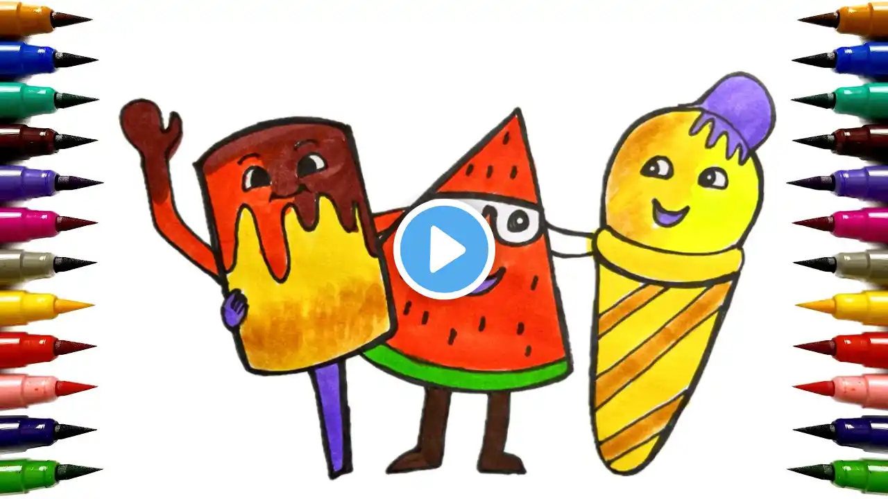 Summer Season Drawing | Summer Icecream Drawing | How To Draw Cute Icecream Easy