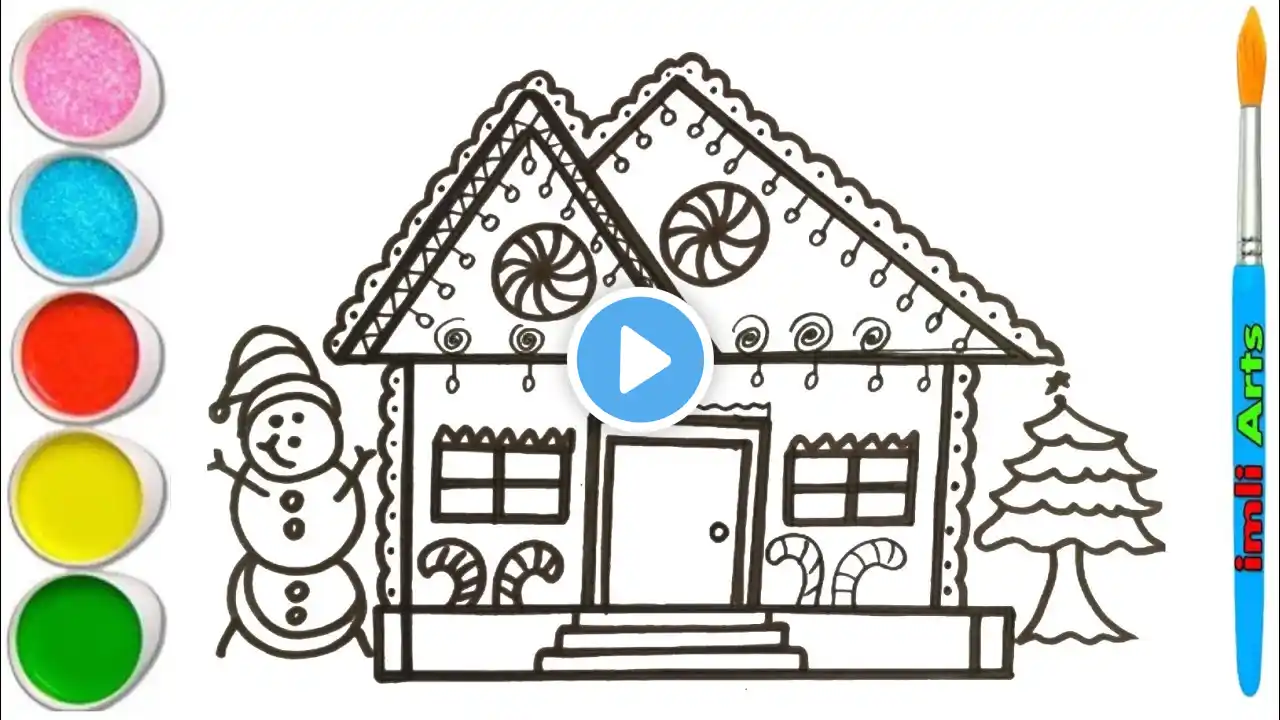 Christmas House Drawing Painting And Colouring For Toddlers & Kids 🌈✨