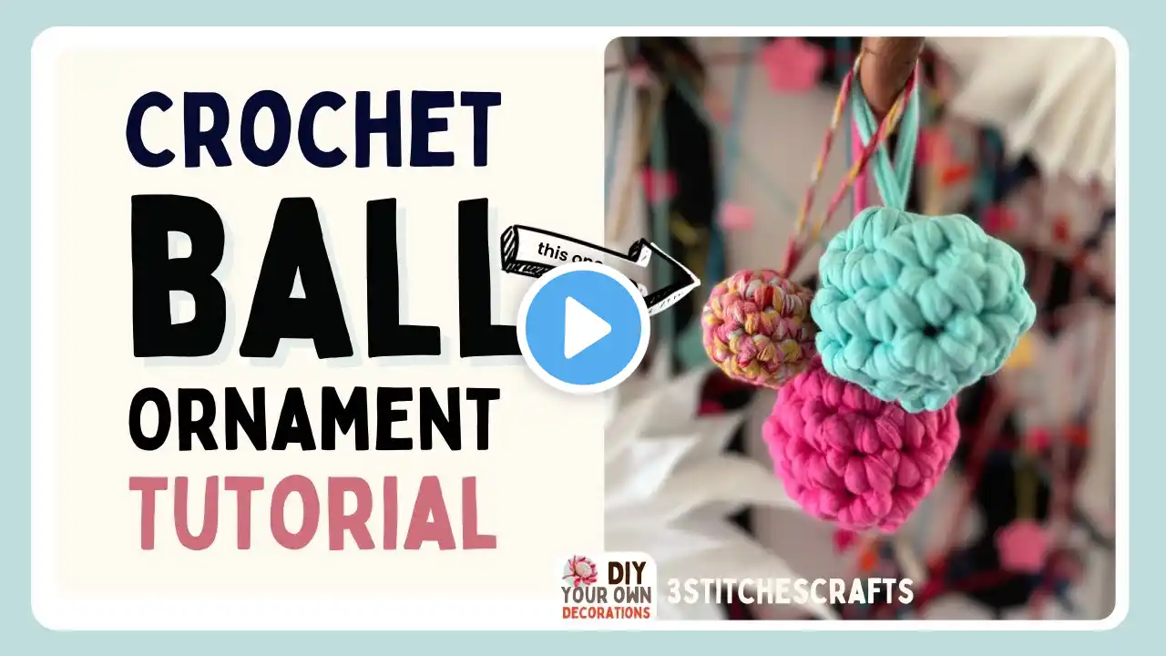 Easy Crochet Christmas Ball Ornament Tutorial | Quick 15-Minute DIY Decoration (Real-Time!)