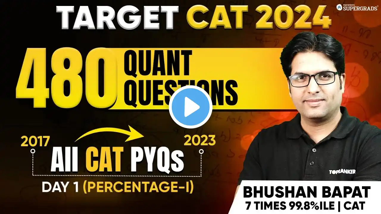 CAT Quant PYQs | Percentage: CAT Quant Previous Year Questions 📑| CAT 2017-23 Paper Solution | Day 1