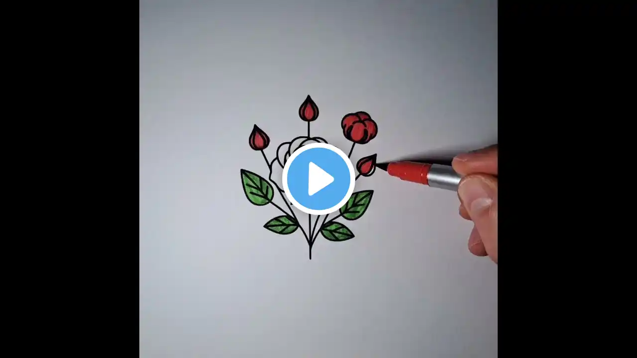 Cute Rose Bloom ✨️💕 Drawing For Kids - Funny Coloring Sketch For Children, Toddler Painting