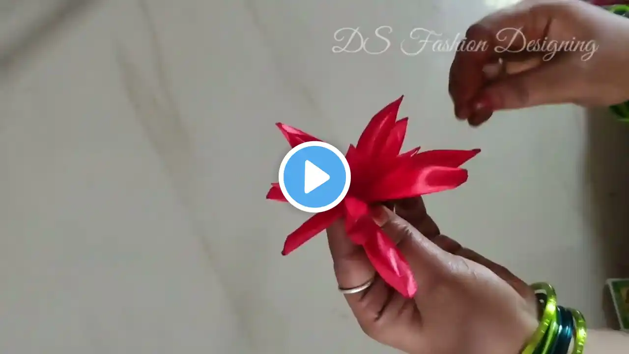 Ribbon flower making | how to make Satin flower easy | Handmade flower | DIY Ribbon flower | Sewing