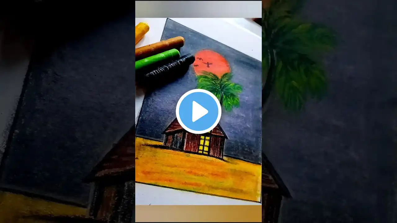 Beautiful Sunset Scenery Drawing| #sunsetdrawing #drawing #arttherapy #art #shorts #trending