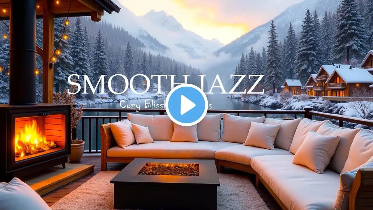 January Winter Balcony by the Lake 4K ❄️ Cozy Ambience & Smooth Jazz for Relax and Study