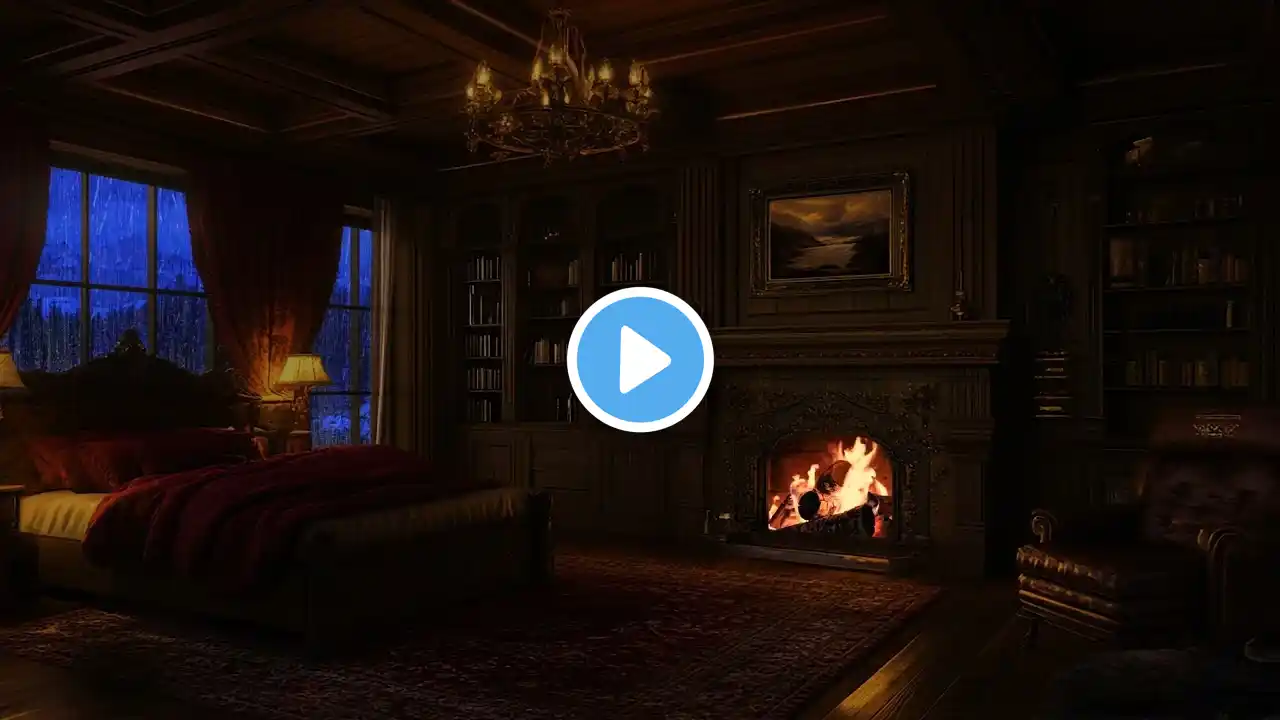 Meditation Rain and Fireplace Sounds - Cozy Winter Rain for Relaxation – Enjoy Soft Rain and Winter