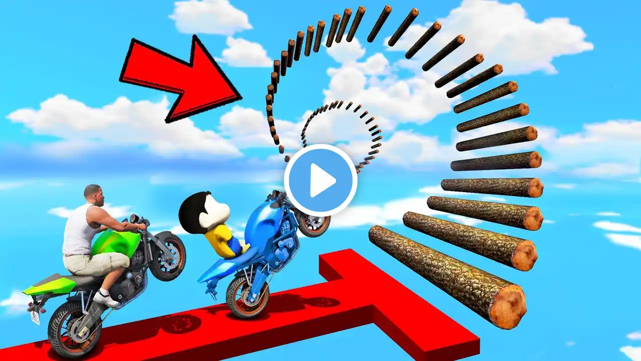 SHINCHAN AND FRANKLIN TRIED THE IMPOSSIBLE SPIRAL WOODEN LOG PARKOUR CHALLENGE GTA 5