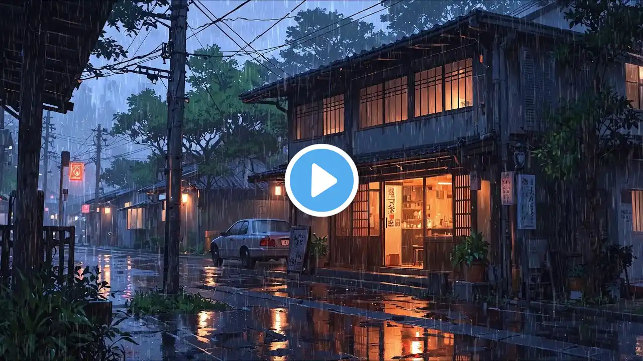 Rainy Evening in a Japanese Village - Serene Ambience for Relaxation and Sleep