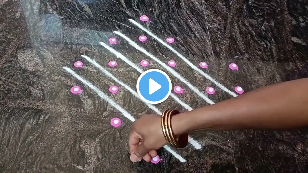 Satisfying Rangoli designs/ Muggulu design/Kolam design/Alpon design/Beginners rangoli Muggulu