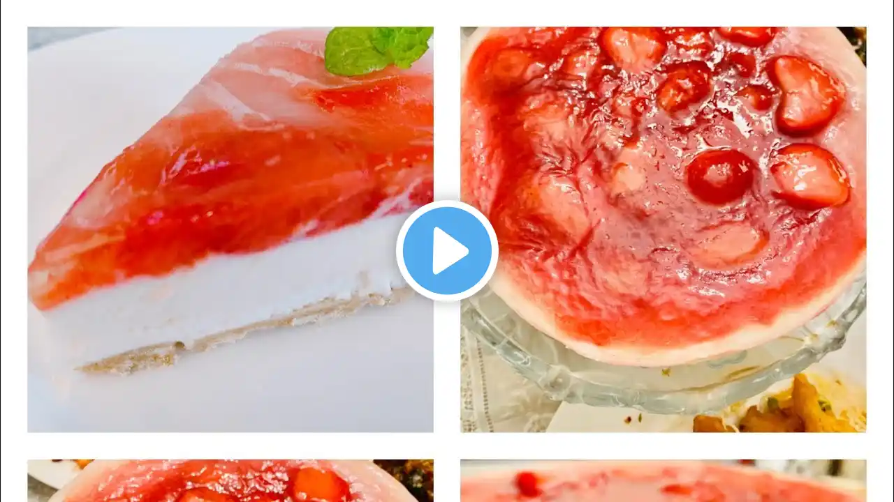 No Bake | Strawberry Cheesecake Easy Recipe | No Gelatin & Eggless Cake