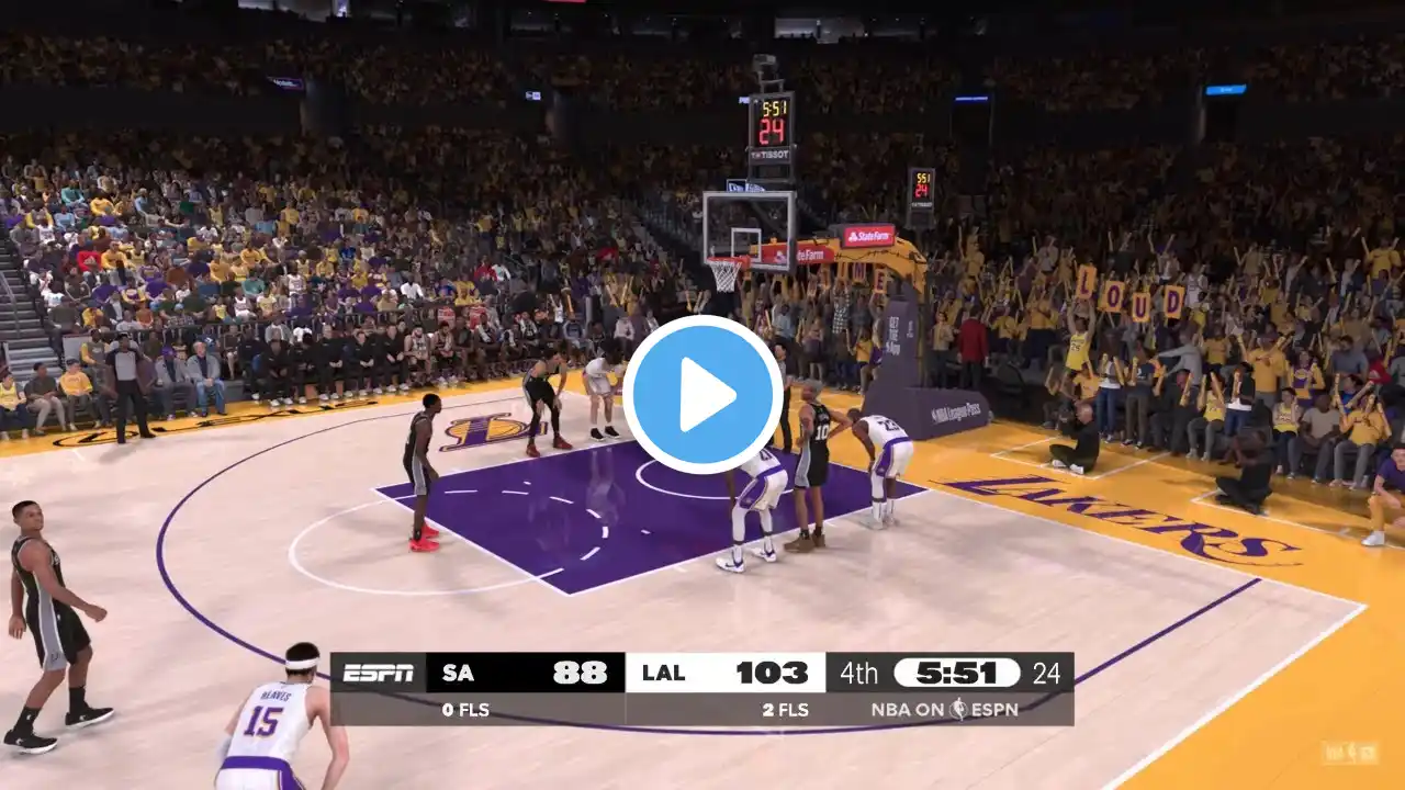 NBA 2K25 NBA Today | SPURS vs LAKERS 4TH QTR HIGHLIGHTS