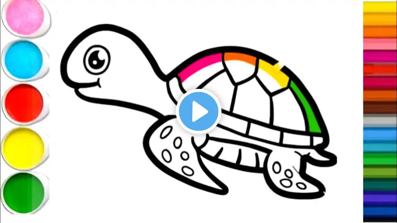 Baby and Turtle Drawing, Painting, Coloring for Kids and Toddlers l Easy Drawing