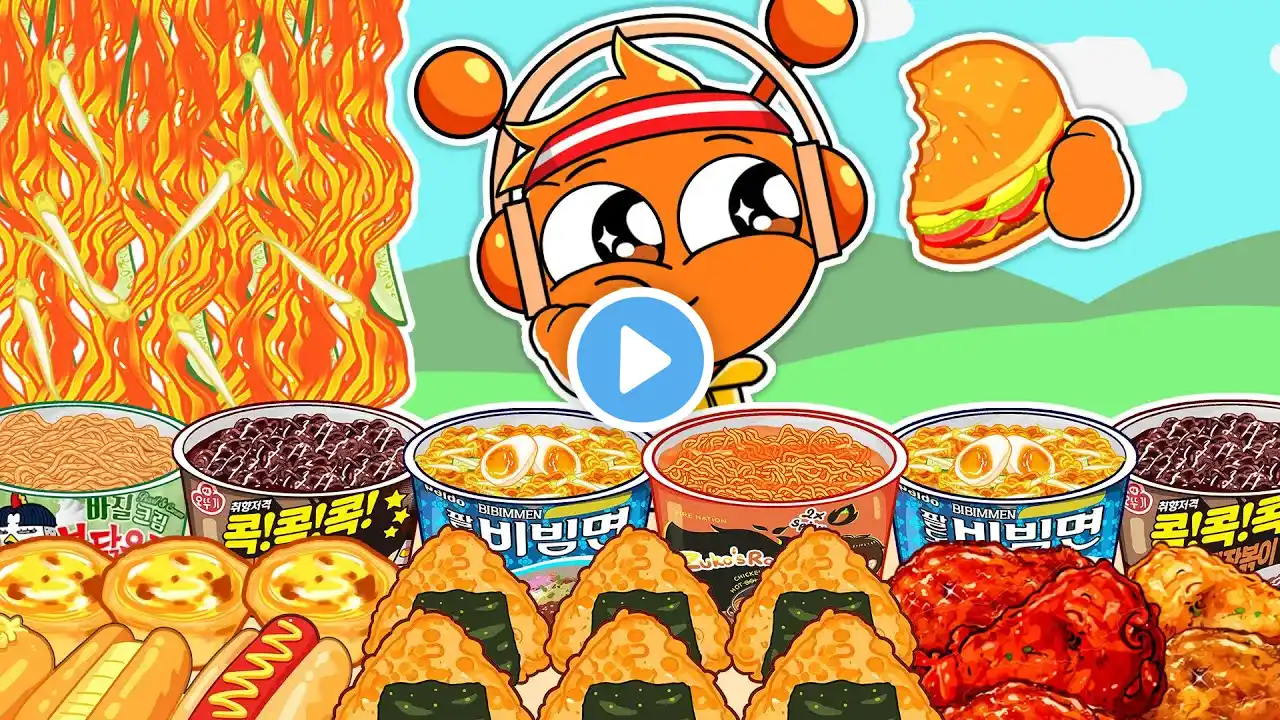 Oren Sprunki ASMR MUKBANG 겉바속촉 멕시카나 치필링에 까르보 불닭볶음면 먹방! 후라이드 치킨까지 라면 꿀조합 신메뉴 리뷰 Cheese Chicken