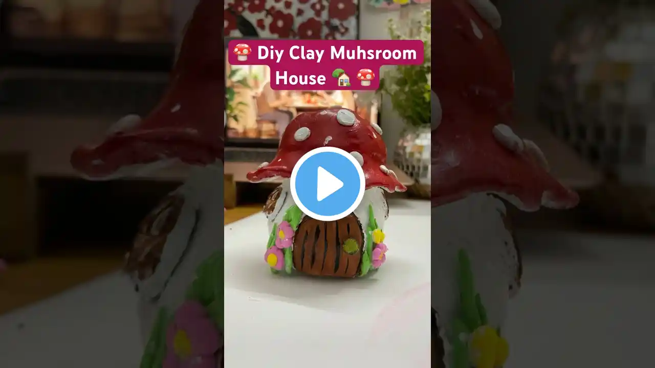 🍄😍Diy Clay Mushroom House with old jar #shortsfeed #fyp #trending #clay crafts #mushroomhouse