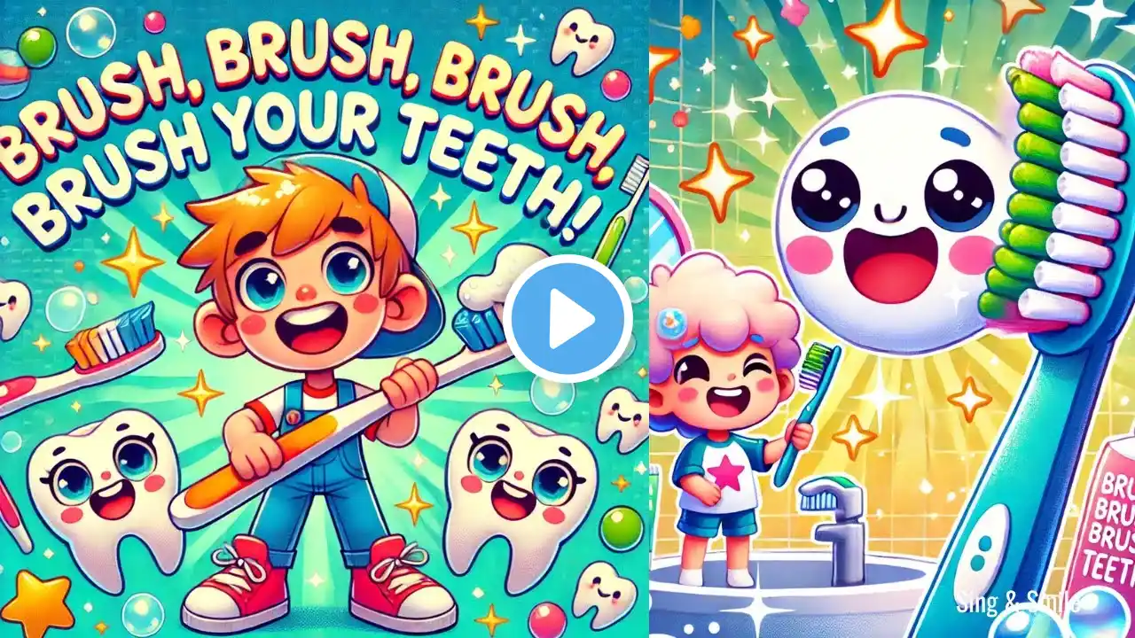 Brush, Brush, Brush Your Teeth! 🪥🎉 | Fun & Sparkly Teeth Song for Kids 😁🌟🦷✨