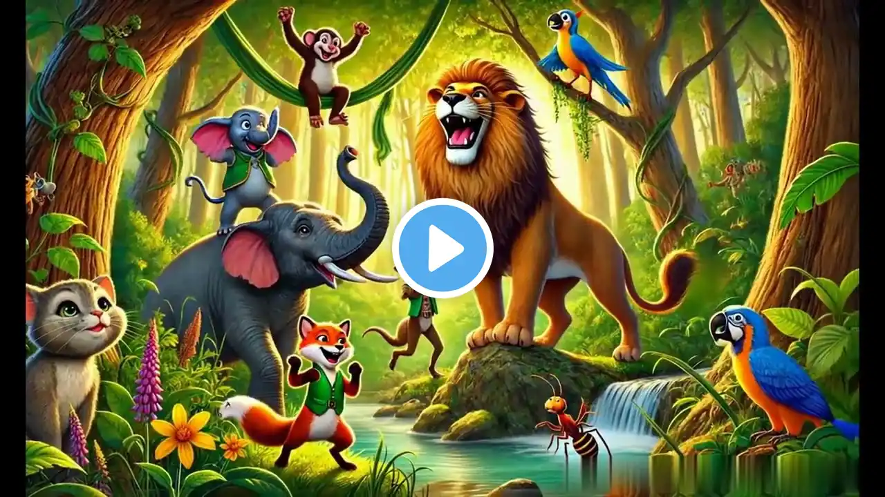 "Jungle Adventure Story 🌿 | Milkar Sab Mumkin Hai! 🦁🐵🐘 | Moral Story for Kids | Hindi Kahani"