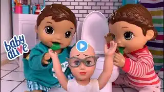 Baby Alive Twins get sick and throw up at grandmas House ! 🤮