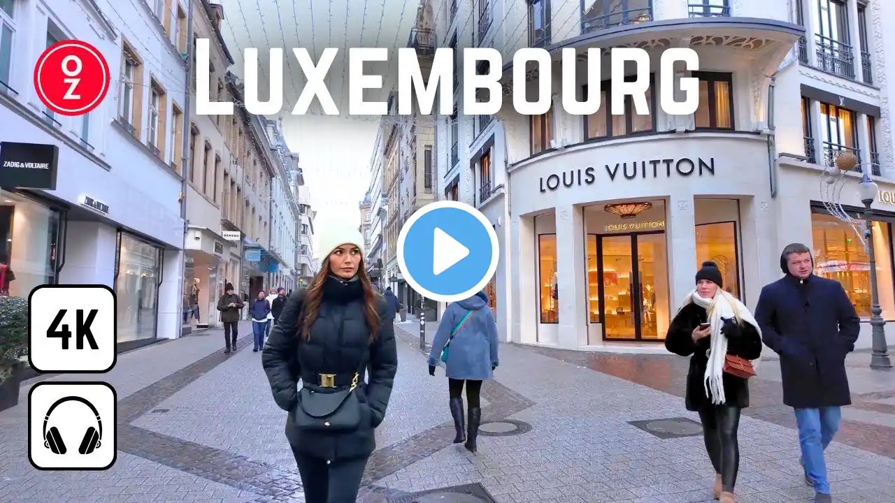 Luxembourg City 🇱🇺 Richest Country in the World, 4K 60fps Walking Tour at Snowy Day 2024 ❄️