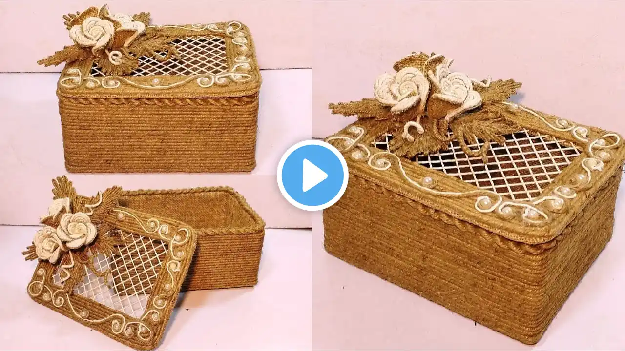 DIY💡MADE THIS BEAUTIFUL BASKET FROM CARDBOARD / DIY CRAFT IDEA /JUTE ROPE BASKET / ROPE BASKET