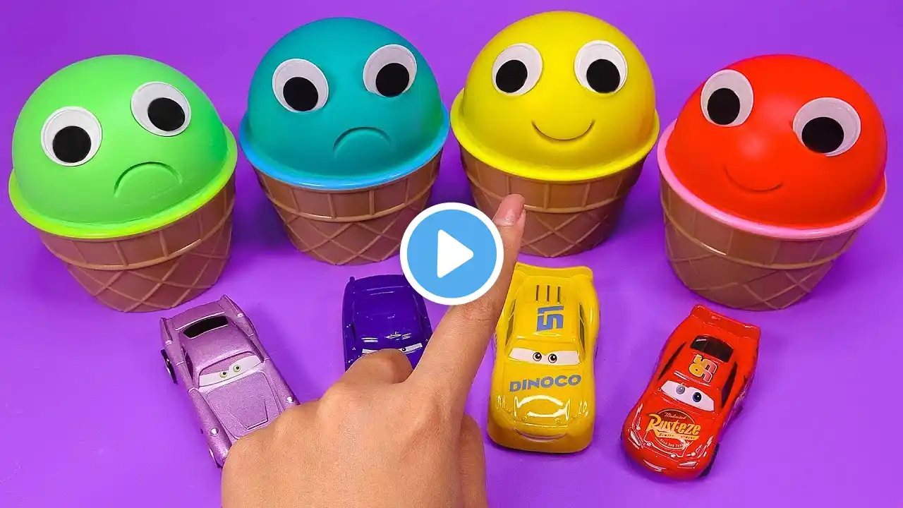 4 COLORS Play Doh Ice Cream Cups Super Cars Kinder Surprise Eggs Toys #2 | KiKi Toys