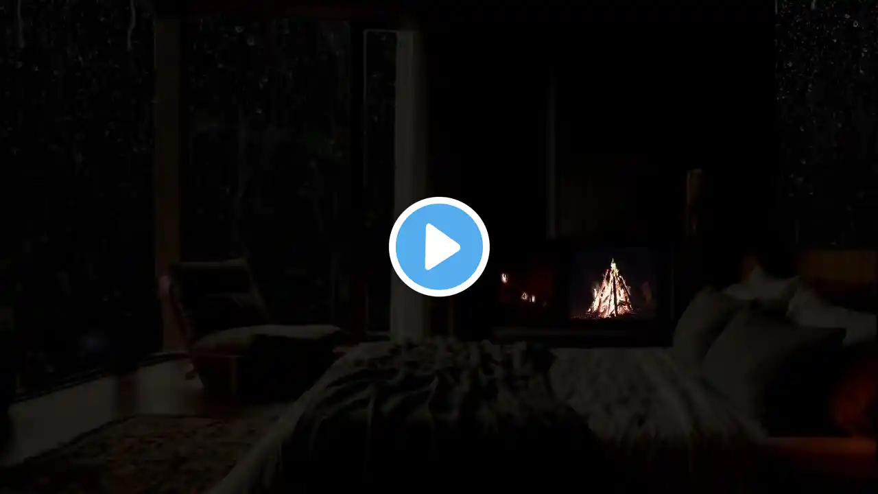 Insomnia Relief 🌧️ Gentle Forest Rain and Cozy Fireplace Sounds 🔥for Deep Sleep, Focus, Relaxation