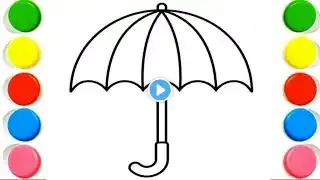 How To Draw Cute Umbrella Drawing, Painting & Coloring For Kids and Toddlers_🌈🎨