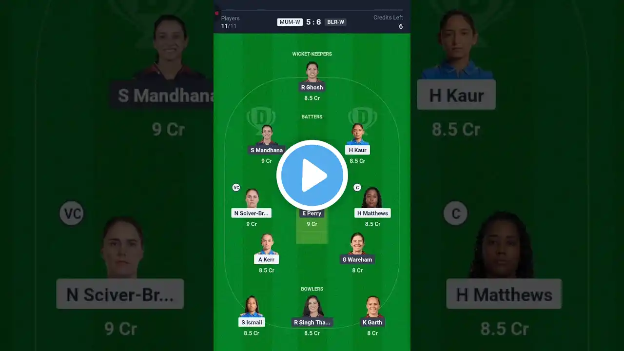 MUM-W vs BLR-W dream11 team prediction | Mumbai Indians Women vs Bangalore Women | mum-w vs rcb, WPL