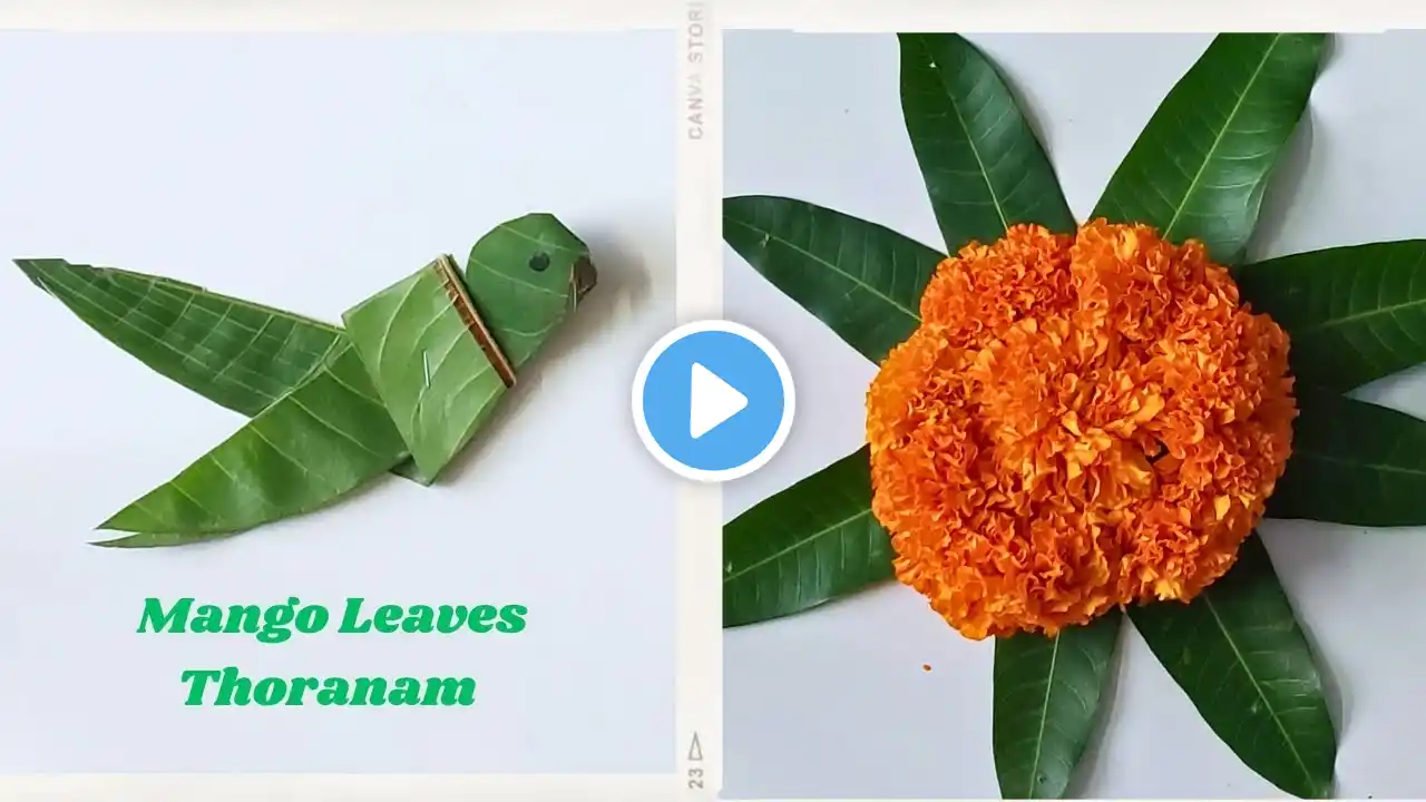 🦜Mango leaves Parrot తోరణం Diwali Mango leaves thoranam Pooja Backdrop decoration #thoran #thoranam