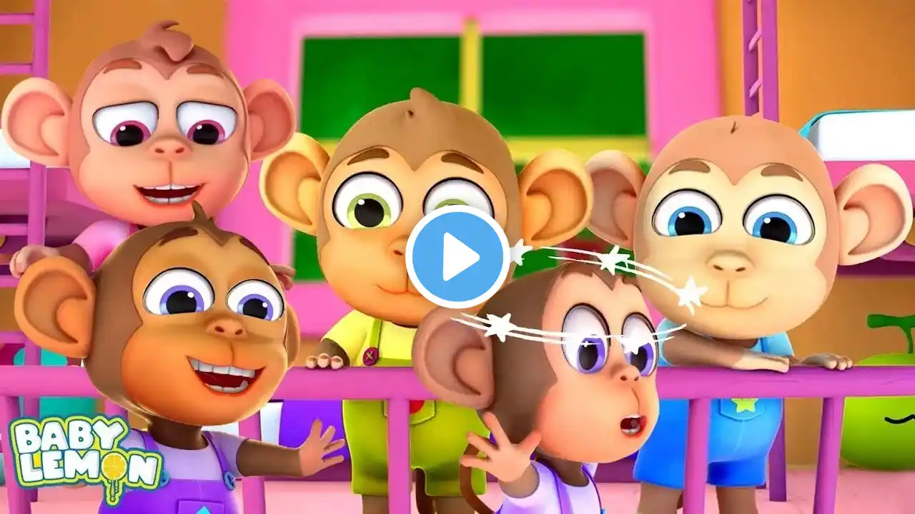 Five Little Monkeys Jumping On The Bed, Nursery Rhymes And Kids Songs - Live