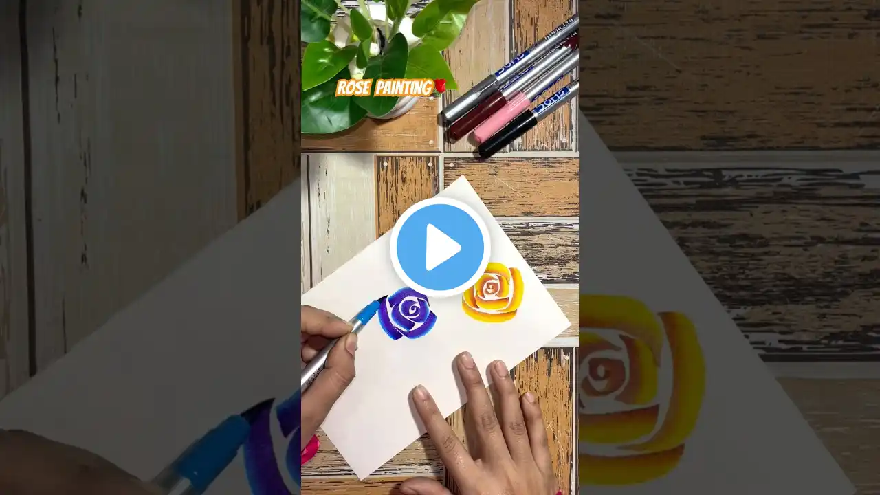 Flower painting /one Stroke painting #youtubeshorts #art #shorts #painting #rose #brushpen #easyart