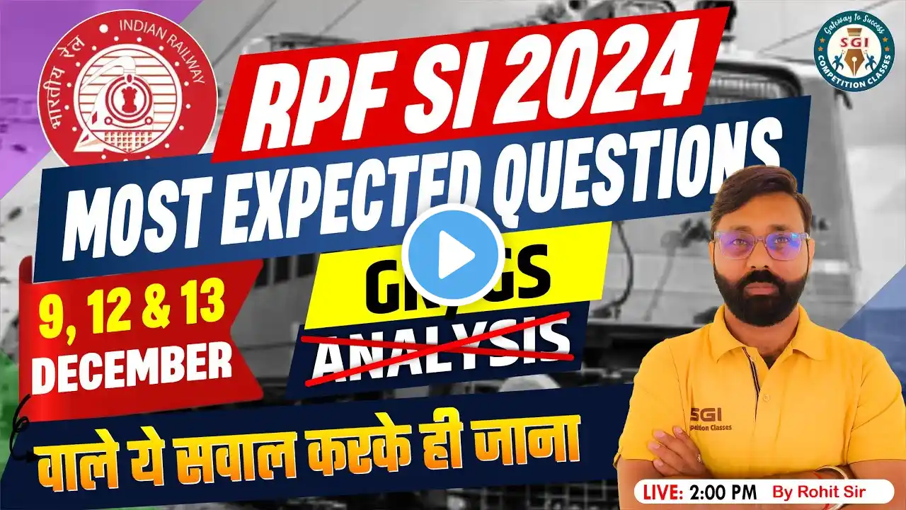 RPF SI EXAM 2024 : Mock Test Review & Analysis | RPF-SI GK/GS MOST EXPECTED QUESTIONS BY ROHIT SIR
