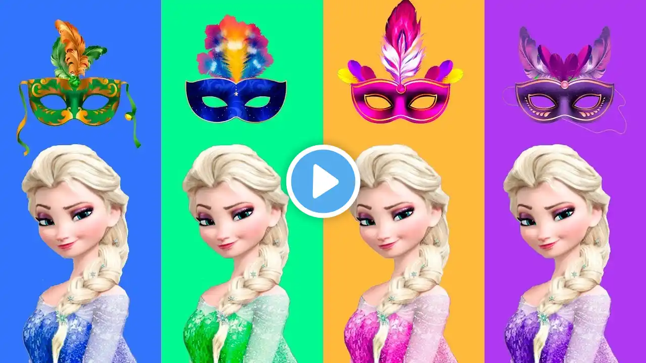 Disney Princess Frozen Elsa Wrong Masks Learn Colors Finger Family Rhymes for kids