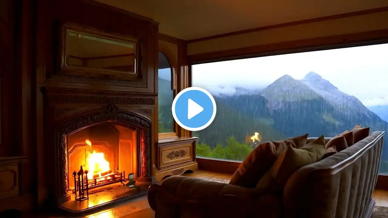 🌧️ Rain & Crackling Fire 🔥 Cozy Rain Ambience for Sleep, Study & Relaxation😴