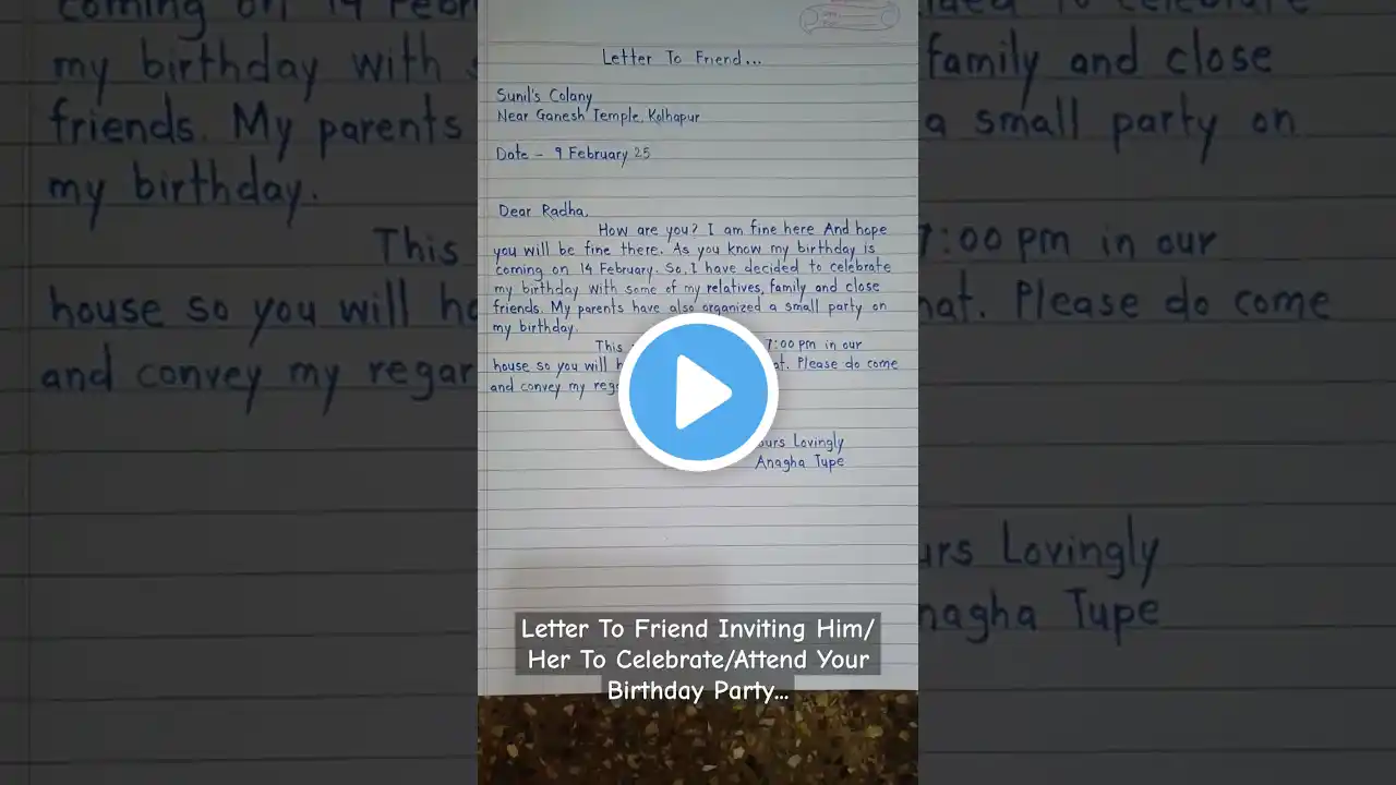 Write a letter to your friend inviting him/her to attend or celebrate your birthday party.