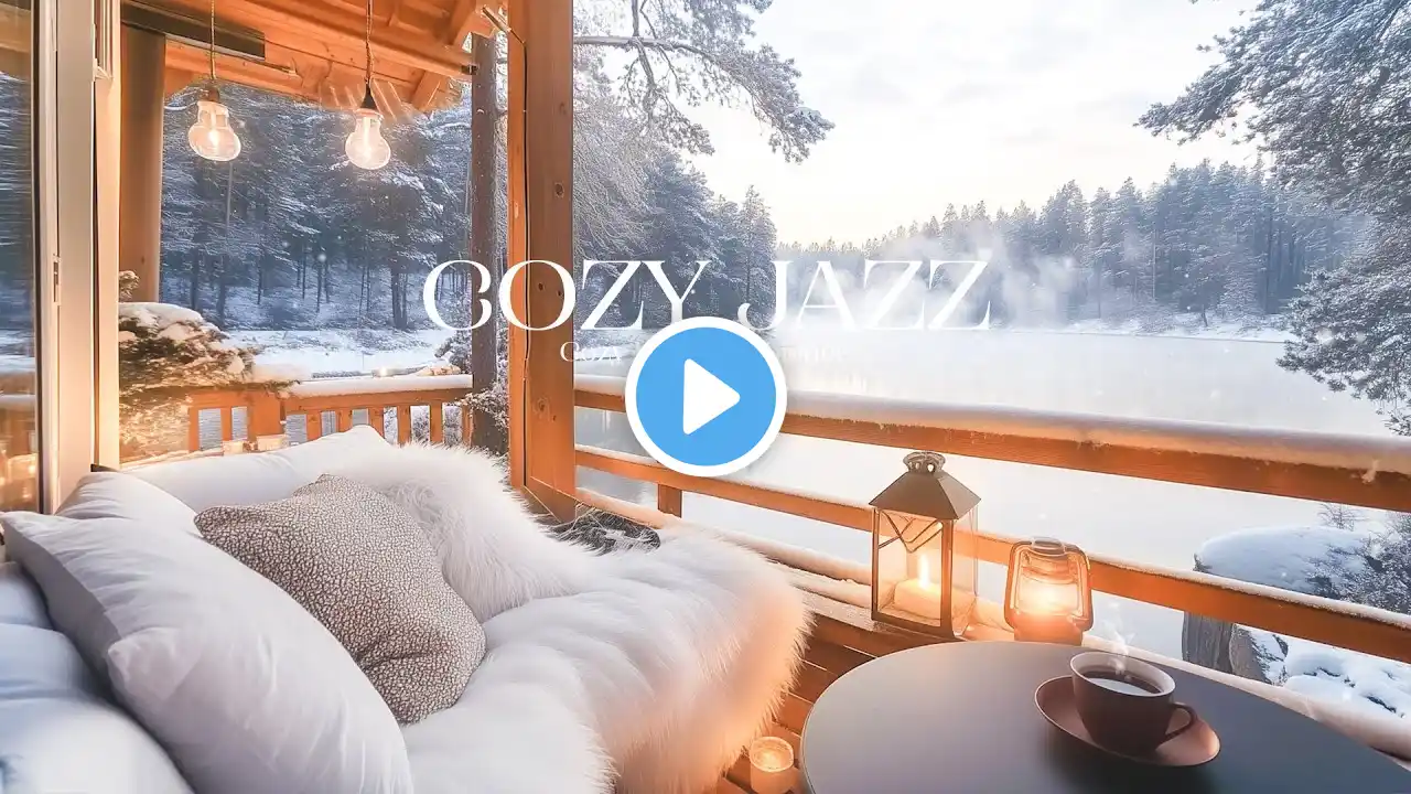 Winter Balcony Moments ❄️ Smooth Jazz and Crackling Fireplace for Relaxing Ambience in 4K