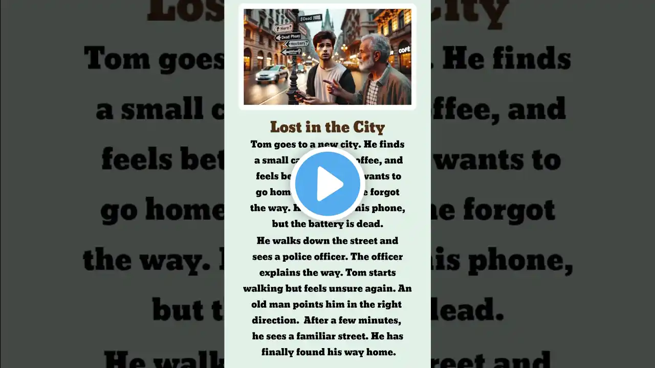 Lost in a New City! Simple English Story (A1 Level)