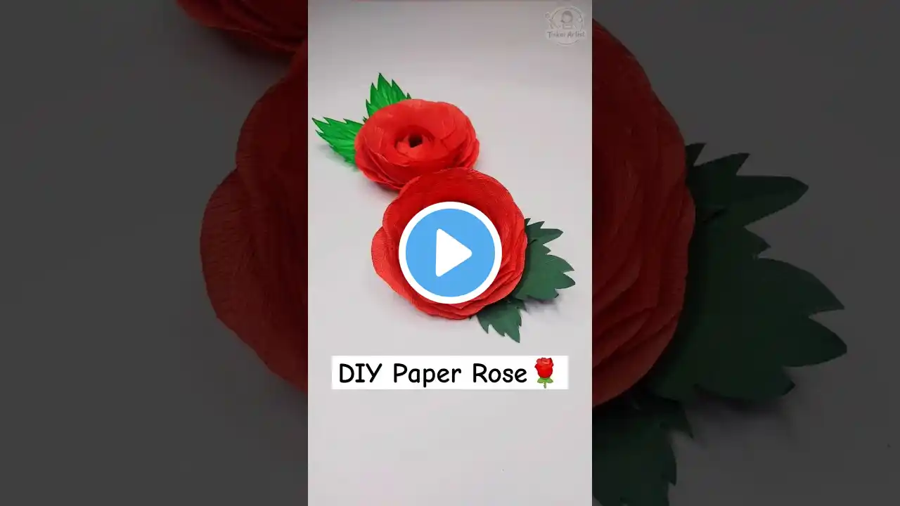 DIY Easy Paper Rose 🌹| DIY Paper Flower #rose #roseday #paperflower #flowers ‪@tinkerartist‬