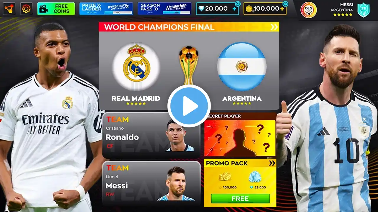 DLS 25 OFFICIAL - ARGENTINA VS REAL MADRID & NEW FEATURES | DREAM LEAGUE SOCCER 2025