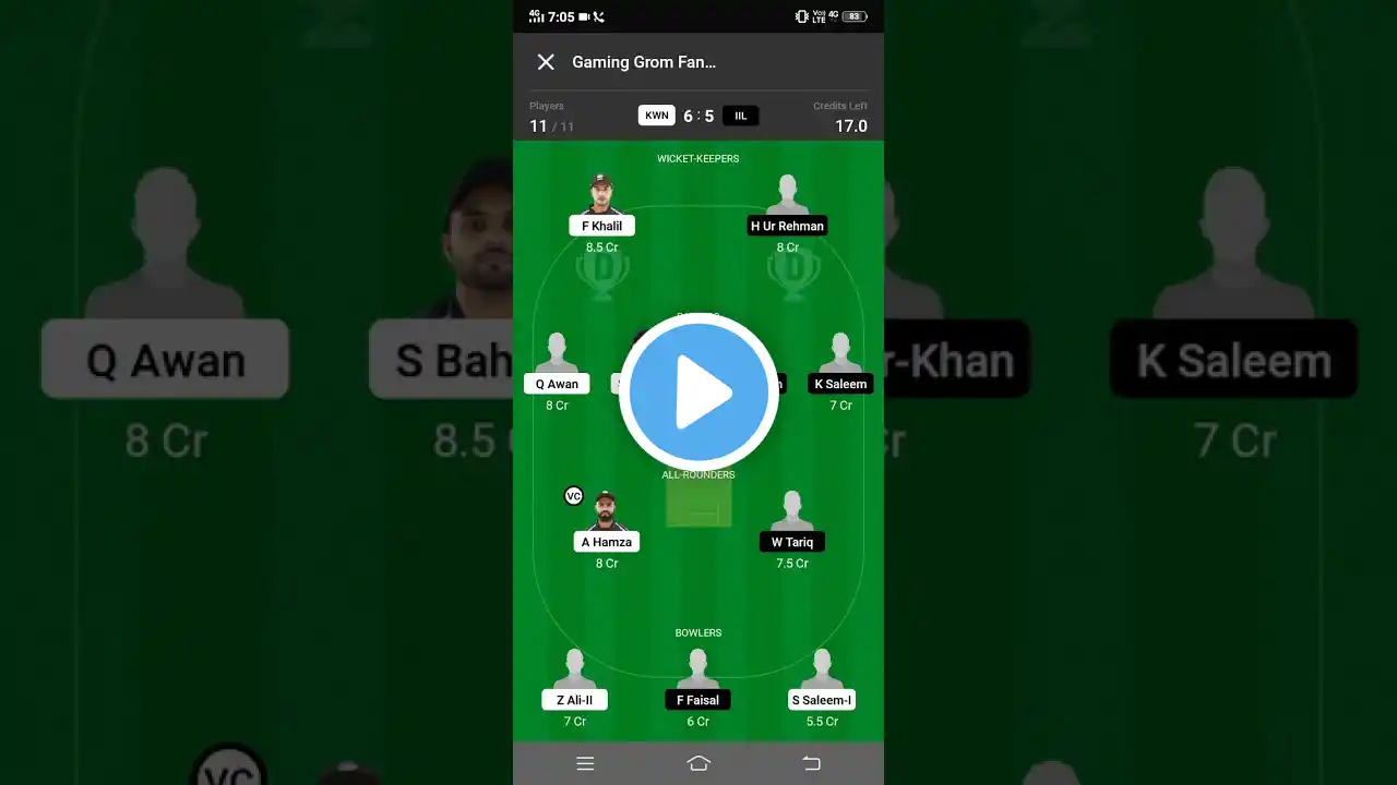 KWN VS IIL Dream11 Prediction What's App 9879722728 Subscribe Channel Like