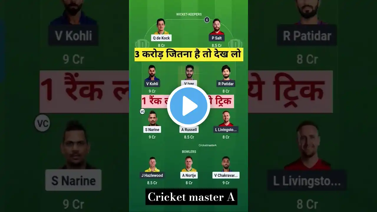 RCB vs KKR dream 11 prediction 2025 | #ipl2025 #rcb #kkr