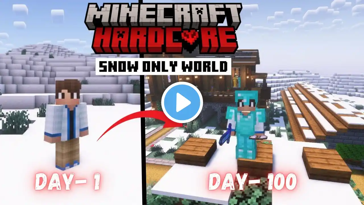 I Survived 100 Days In SNOW Only world minecraft