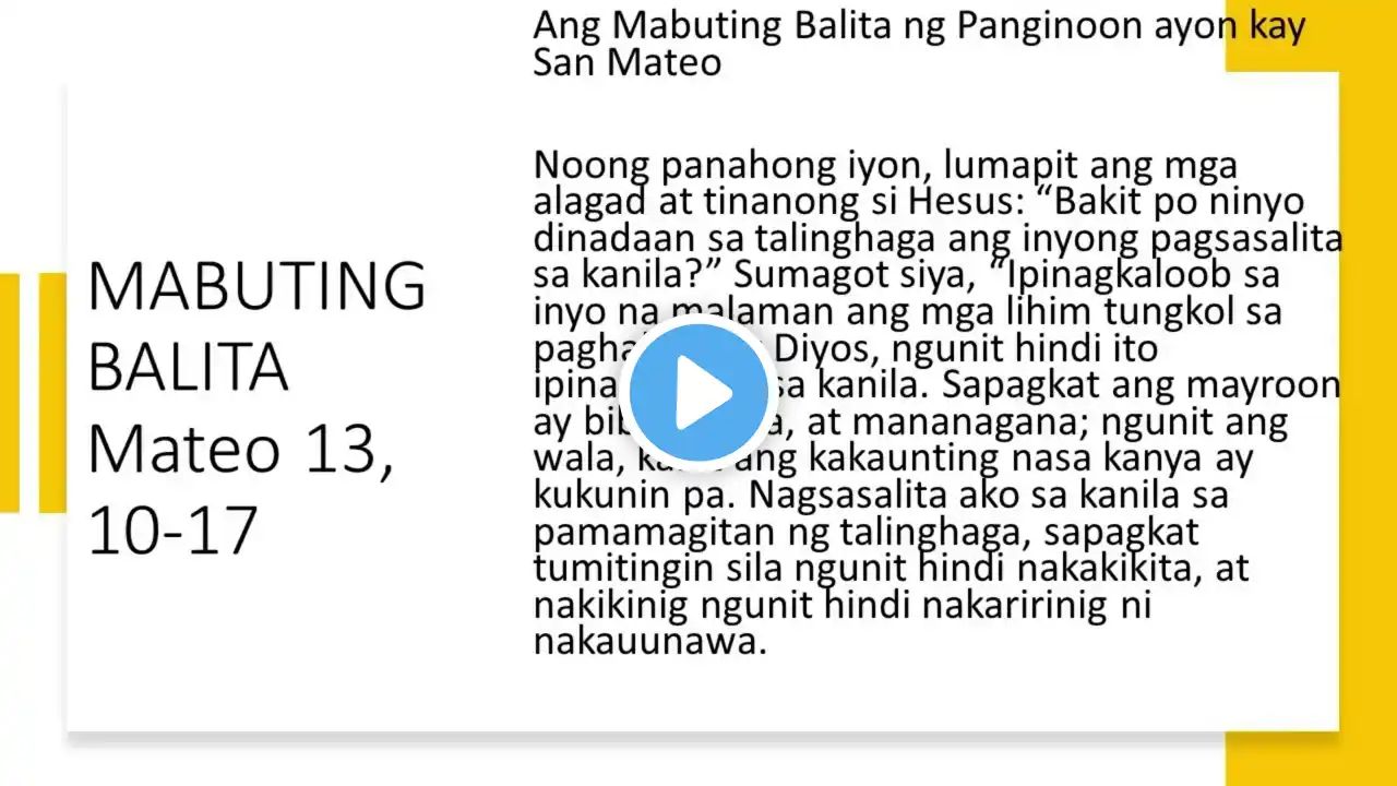 Mga Pagbasa para sa July 21, 2022 Tagalog Bible Reading